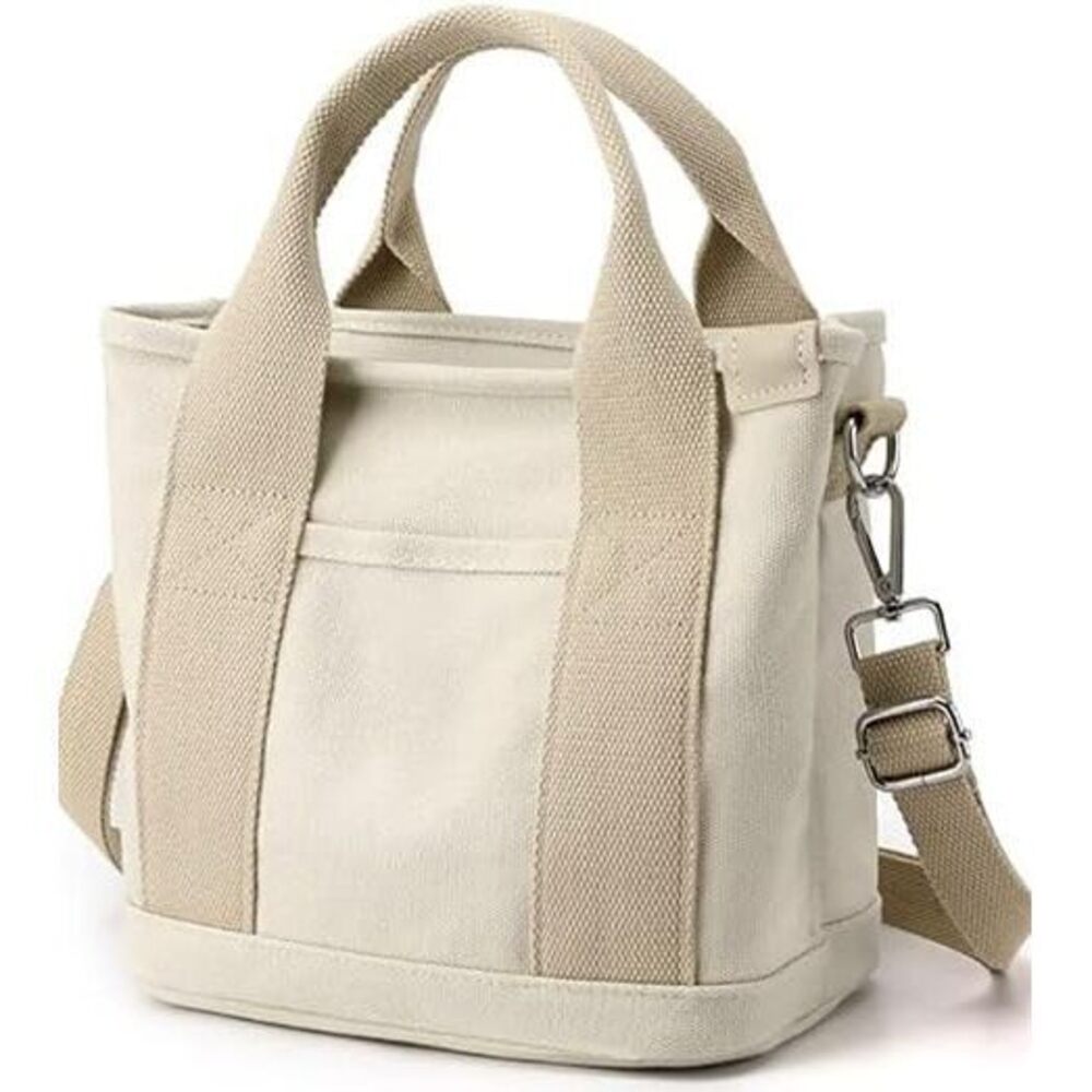 7581 Small Tote Bag with Zipper, 2024 Canvas Multi-Pocket Crossbody Bag